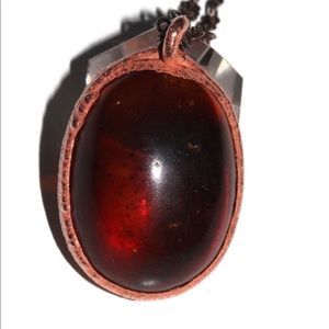 Amber Crystal Necklace Handmade Copper